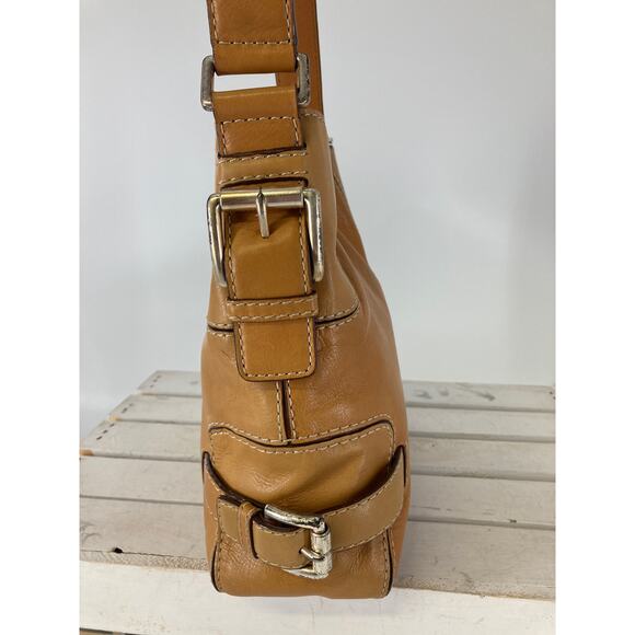 MICHAEL KORS, SMALL VINTAGE TAN LEATHER SHOULDER BAG (ASIS) - Picture 7 of 16